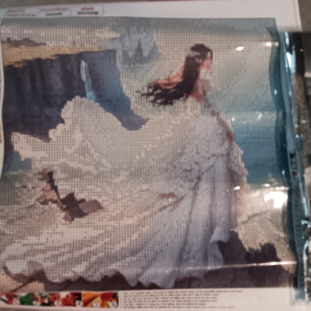 Elegant Lady In White and Blue Diamond Painting Kit 30x40